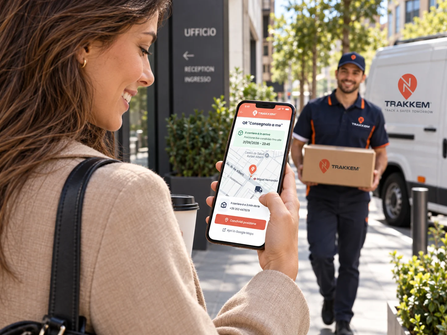 Recipient arranging a delivery at her location